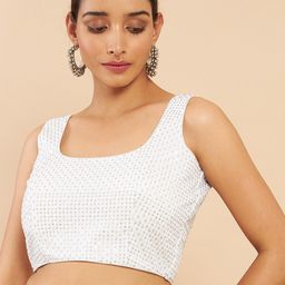 Soch Silver Embroidery & Sequins Saree Blouse-43