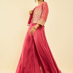 Soch Embroidered Round Neck Top & Flared Trouser With Jacket image 2