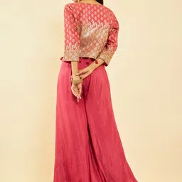 Soch Embroidered Round Neck Top & Flared Trouser With Jacket image 3