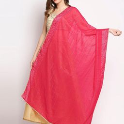 Dupatta Bazaar Fuchsia & Gold-Toned Embroidered Sequinned Dupatta-56