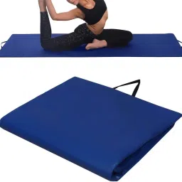 PU Leather Exercise Yoga Mat Foldable Travelling Yoga Mat with Carrying Strap Blue 12 mm Yoga Mat-image-31