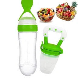 90MLNewborn Baby Feeding Bottle Silicone Squeeze Feeding Spoon and Fruit feeder3- Silicone-19
