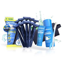 LetsShave Set Of 14 Pro 2 Disposable Razor-Pro Styler-After Shave Balm-Shave Foam-Pouch image 1