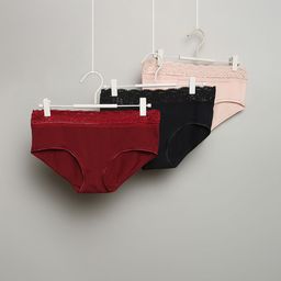Vero Moda Intimates Women Pack Of 3 Self Design Anti-Bacterial Hipster Briefs-image-34