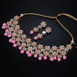 Shining Diva Pink & White Gold Plated Kundan Studded Jewellery Set-picture-32