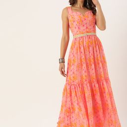 Ethnovog Multicoloured Tie and Dye Georgette Ethnic Maxi Dress-image-3