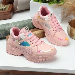 The Roadster Lifestyle Co. Women Pink Textured Chunky Sneakers-26