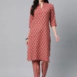 Readiprint Fashions Printed Kantha Work Pure Cotton Kurta with Trousers-picture-57