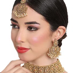 Shining Diva Gold-Plated Kundan-Studded Handcrafted Jewellery Set-picture-17