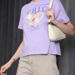Shein Drop-Shoulder Typographic Print Lavender T-Shirt-image-37