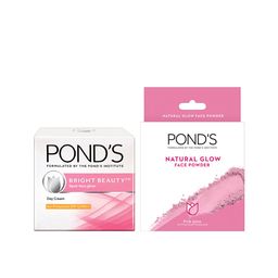 Ponds Bright Beauty SPF15 PA++ Cream & Natural Glow Loose Face Powder - Pink Glow-61