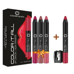 Colors Queen Set Of 3 Color It All Matte Lip Crayon With Free Tester - Shades 05-06-16-17-15