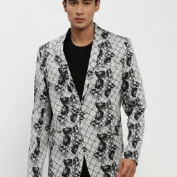 SHOWOFF Men Printed Notched Lapel Single Breasted Slim Fit Blazer-picture-15