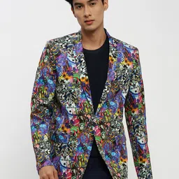 SHOWOFF Printed Single Breasted Slim Fit Blazer-picture-15
