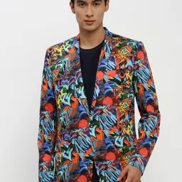 SHOWOFF Printed Single Breasted Slim Fit Blazer-image-60