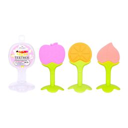 THE LITTLE LOOKERS Pack of 3 Peach & Orange Silicone Fruit Shape BPA Free Teethers-31