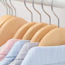 MARKET99 Pack Of 12 Khaki-Coloured Wooden Hangers-41