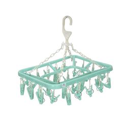 Kuber Industries Green & White 360 Degree Portable Clips Drying Hanger-18