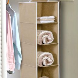 Kuber Industries Brown & Grey 4 Tier Closet Wardrobe Organizers-10