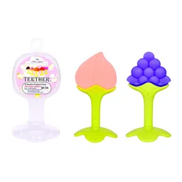 THE LITTLE LOOKERS Pack of 2 Peach & Purple Silicone Fruit Shape BPA Free Teethers-27