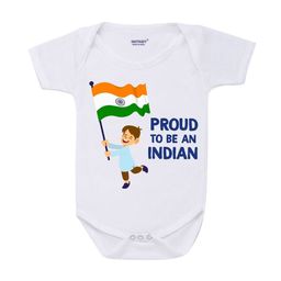 KNITROOT Infants White Proud to Be Indian Printed Cotton Bodysuit-image-41