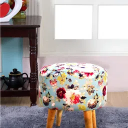 Shadowkart Blue Wooden Pouffes Sitting Mudda Ottomans-17