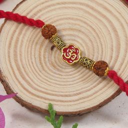I Jewels Om Rudraksh Thread Rakhi With Roli Chawal & Greeting Card-15