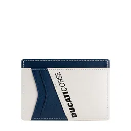 DUCATI CORSE Men White & Blue Colourblocked Leather Card Holder-image-54