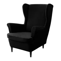 HOKIPO Black Velvet 210 GSM Wing Chair Cover-image-29