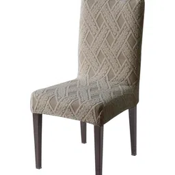 HOKIPO Brown Textured Jacquard Chair Cover-image-9