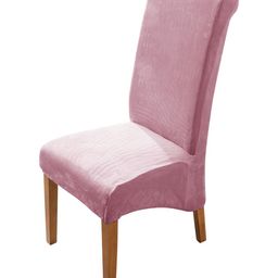 HOKIPO Pink Velvet Stretchable Long Back Chair Cover-image-58