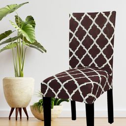 HOUSE OF QUIRK Brown & White Printed Chair Cover-image-43