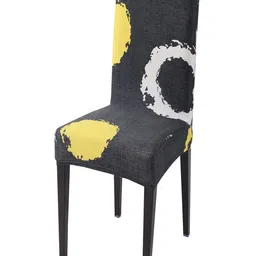HOKIPO Black & Yellow Printed Stretchable Chair Cover-53