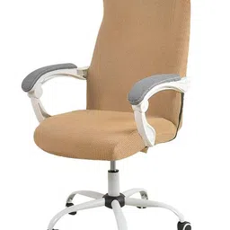 HOKIPO Camel Brown Textured Jacquard Stretchable Chair Cover-image-45