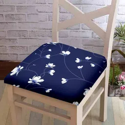 Cortina Blue & White 2 Pc Floral Printed Chair Covers-7