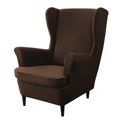 HOKIPO Brown 210 GSM Velvet Wing Chair Cover-image-31