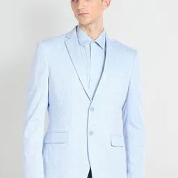 Arrow Slim-Fit Notched Lapel Collar Convertible Knit Single-Breasted Formal Blazer-image-67