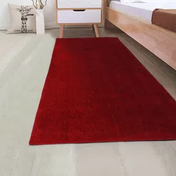DREAM WEAVERZ Red Solid Bed Side Hand Tufted Runner-23
