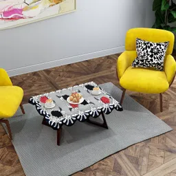 BIGGER FISH Grey & Black Cotton 2-Seater Table Cover-image-21