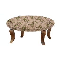 Stylista Beige & Green Floral Printed Waterproof Round 2 Seater Table Cover-27
