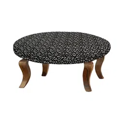 Stylista White & Black Floral Printed Waterproof Elastic Round 2 Seater Table Cover-image-97