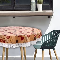 Stylista Orange & Brown Floral Waterproof Round 2 Seater Table Cover-image-97