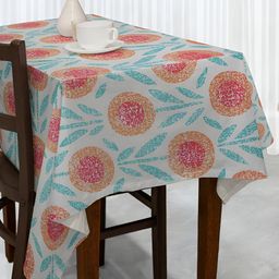 Aura Blue Floral Cotton 4-Seater Table Cover-image-24
