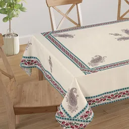 SWAYAM White & Red Printed 4-Seater Table Cover-13