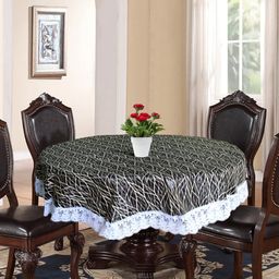 Kuber Industries Black & Off-White Printed 4-Seater Table Cover-26