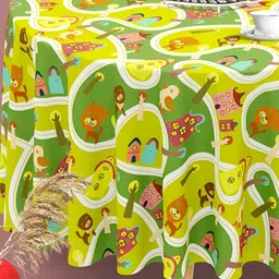 ArtzFolio Green Anti-Slip Round 4-Seater Table Cover-13