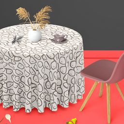 ArtzFolio White Printed Anti-Slip Round 4-Seater Table Cover-image-21