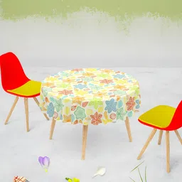 ArtzFolio Yellow & Green Floral Printed Anti-Slip Round Table Cover-7