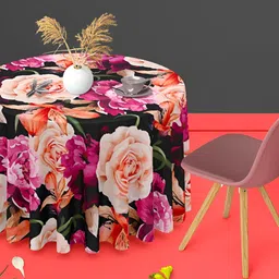 ArtzFolio Black & Pink Printed Anti Slip Round Table Cover-10