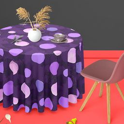 ArtzFolio Violet & Pink Printed Velvet Anti-Slip Round 4-Seater Table Cover-image-85